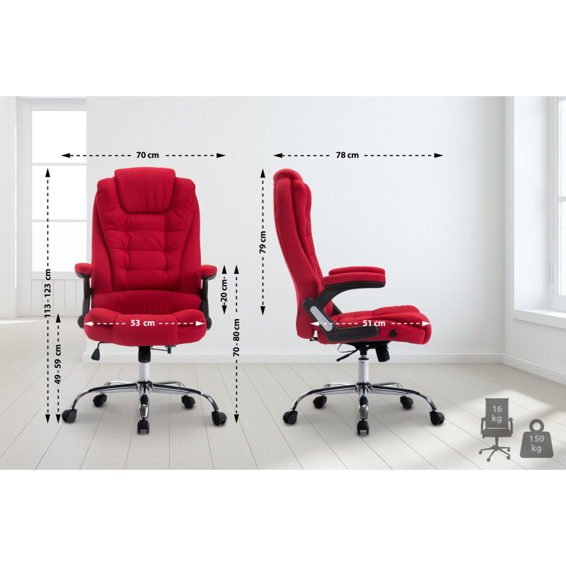 Fauteuil de bureau Thor en tissu rouge