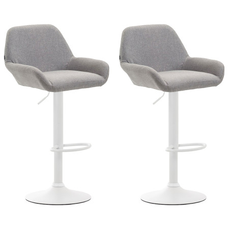 Lot de 2 tabourets de bar Braga, tissu blanc gris