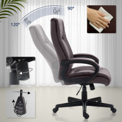 Fauteuil de bureau XL Sparta en cuir synthétique marron