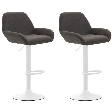 Lot de 2 tabourets de bar Braga tissu blanc gris foncé