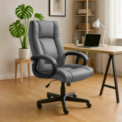Fauteuil de bureau XL Sparta en cuir synthétique gris