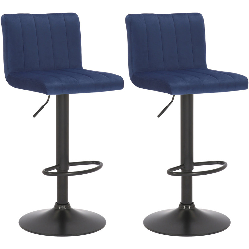 Lot de 2 tabourets de bar en velours Jamie bleu