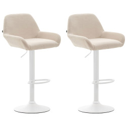 Lot de 2 tabourets de bar Braga tissu blanc crème