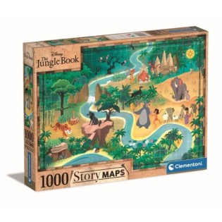 Clementoni - 1000p Disney Maps Le Livre de la Jungle - Gamme de puzzle inspirée des animés japonais - 70 x 50 cm