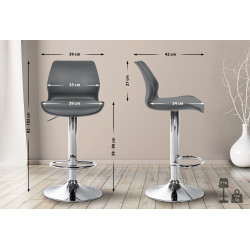 Tabouret de bar en plastique Gilbert gris