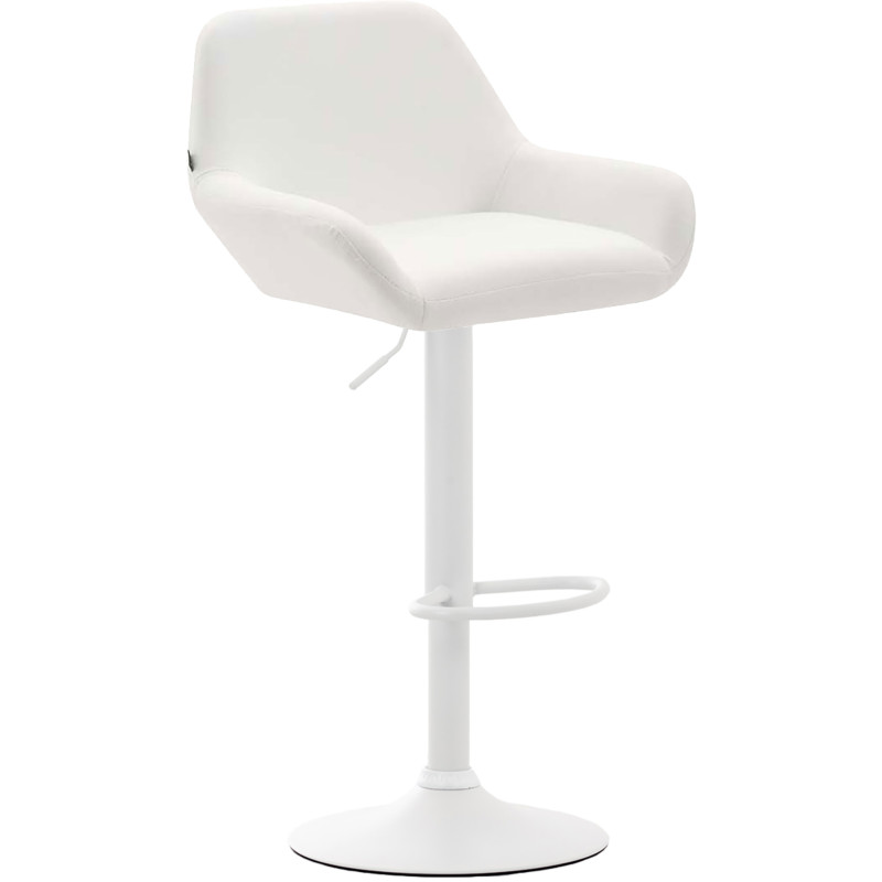 Lot de 2 tabourets de bar Braga, similicuir, blanc blanc