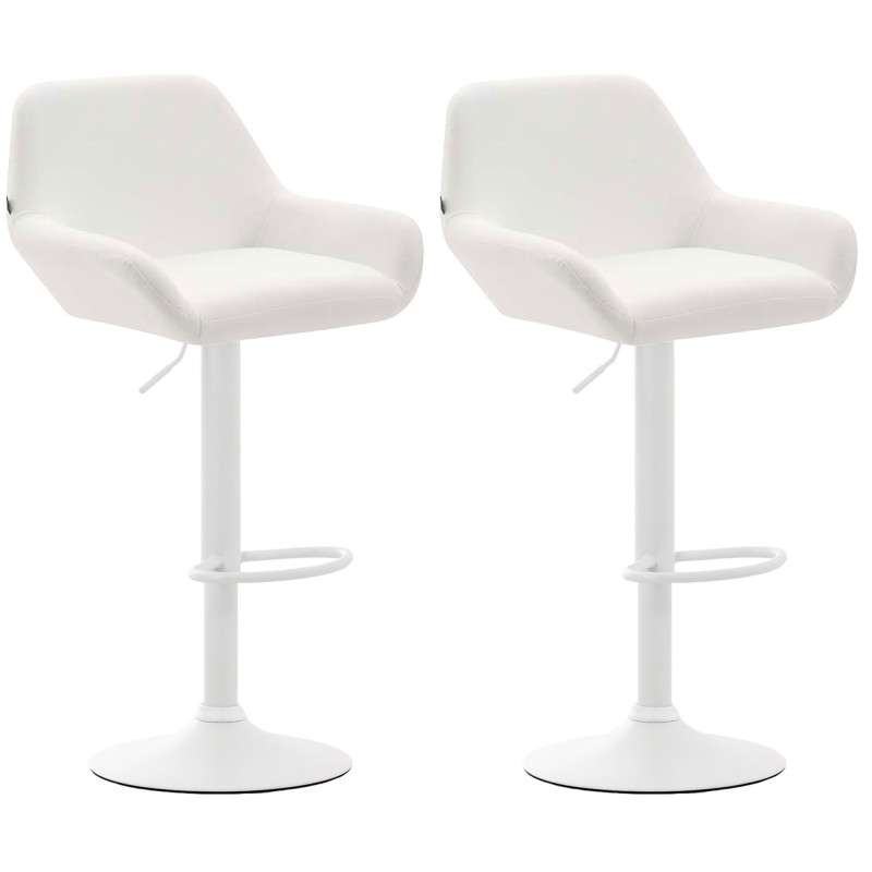 Lot de 2 tabourets de bar Braga simili cuir blanc blanc