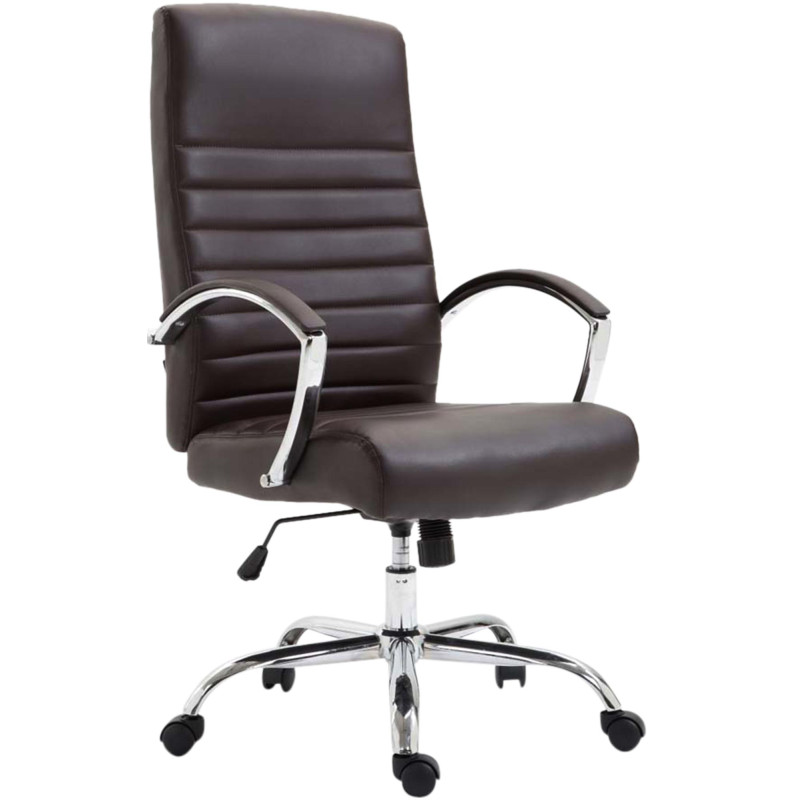 Fauteuil de bureau Valais, simili cuir marron