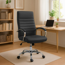 Fauteuil de bureau Valais, simili cuir noir
