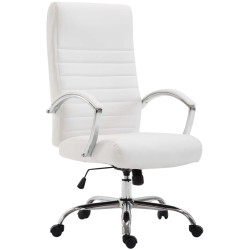 Fauteuil de bureau Valais, simili cuir blanc
