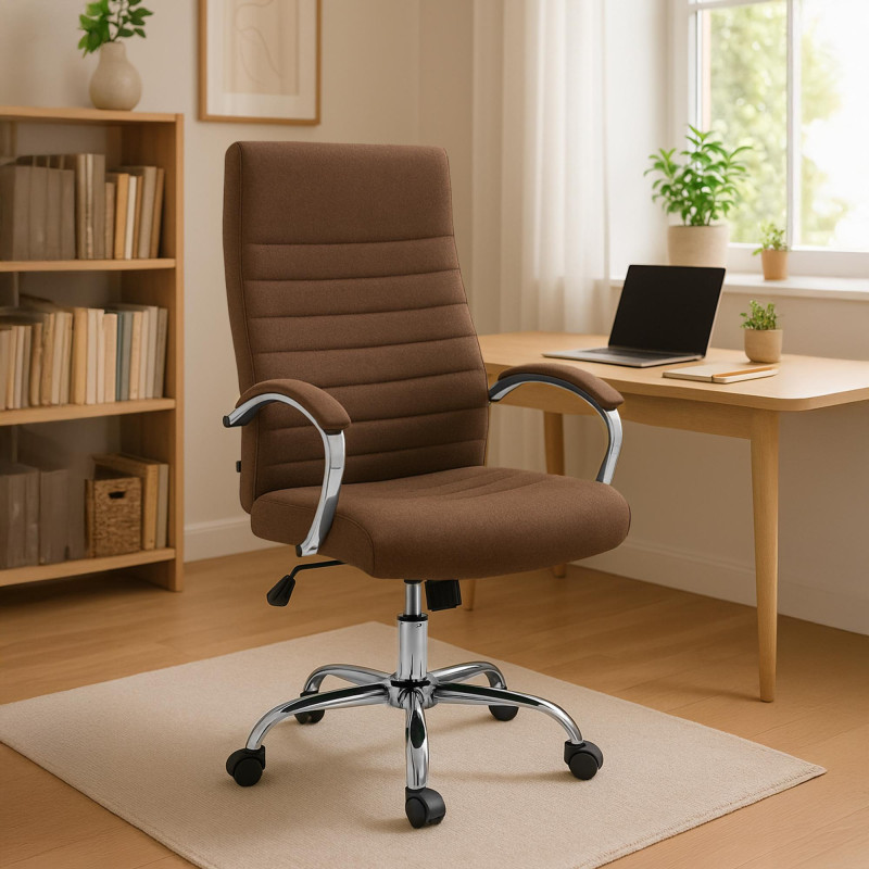 Fauteuil de bureau Valais en tissu marron