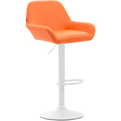Lot de 2 tabourets de bar Braga, similicuir, blanc orange