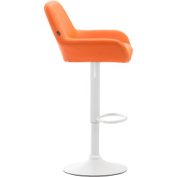 Lot de 2 tabourets de bar Braga, similicuir, blanc orange