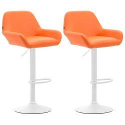 Set 2 Sgabelli Bar Braga In Similpelle arancione,bianco
