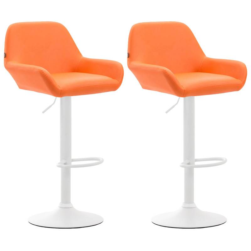Set 2 Sgabelli Bar Braga In Similpelle arancione,bianco