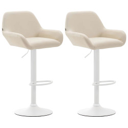 Set 2 Taburetes de bar Braga En Cuero PU Crema,Blanco