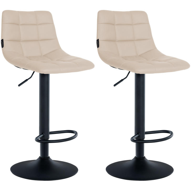 Lot de 2 tabourets de bar Jerry simili cuir crème