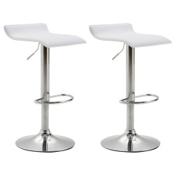 Set 2 Sgabelli Bar Dyn V2 In Similpelle bianco,cromo