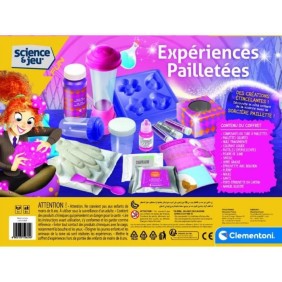 Jeu scientifique pour enfants - CLEMENTONI - Expériences pailletées - Violet et bleu - Rose - Mixte