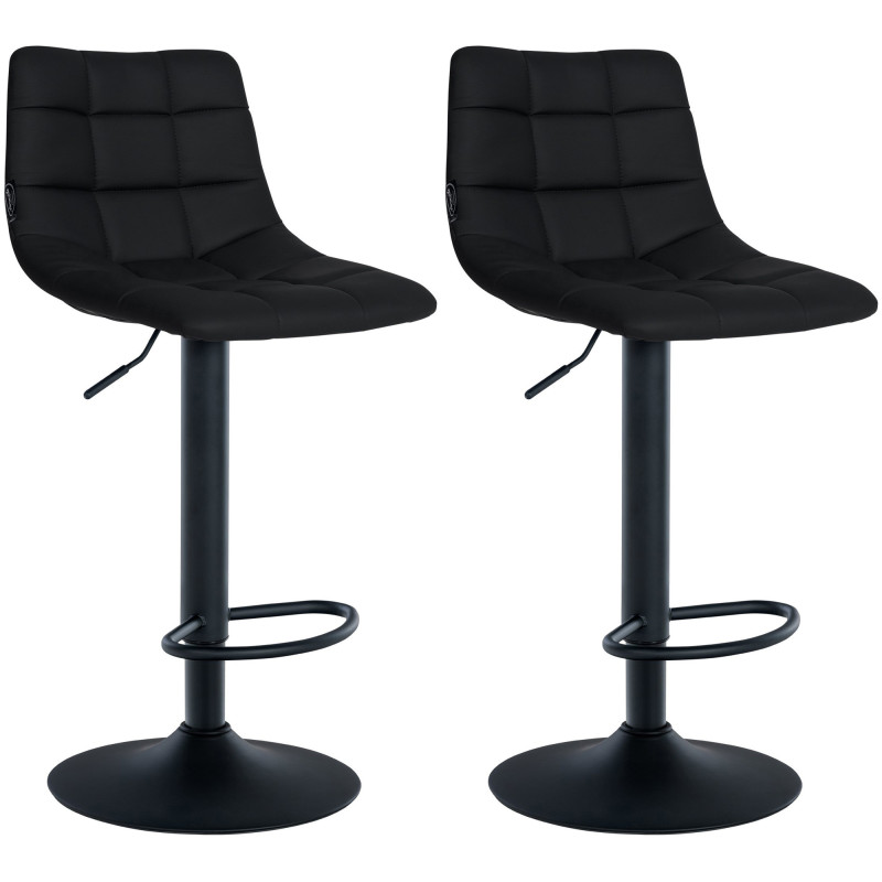 Lot de 2 tabourets de bar Jerry simili cuir noir