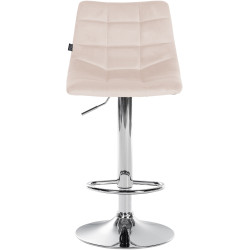 Lot de 2 tabourets de bar Jerry velours chromé beige