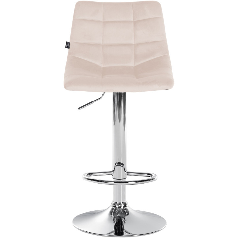 Lot de 2 tabourets de bar Jerry velours chromé beige
