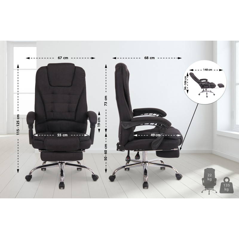 Fauteuil de bureau Oxygen tissu noir