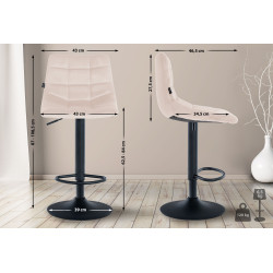Lot de 2 tabourets de bar Jerry velours beige