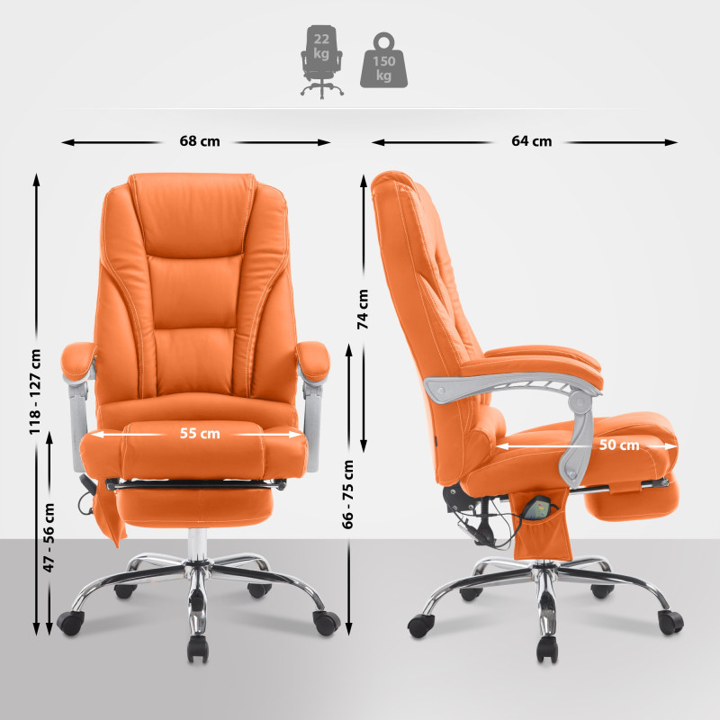 Fauteuil de bureau Pacific avec fonction massage V2 orange