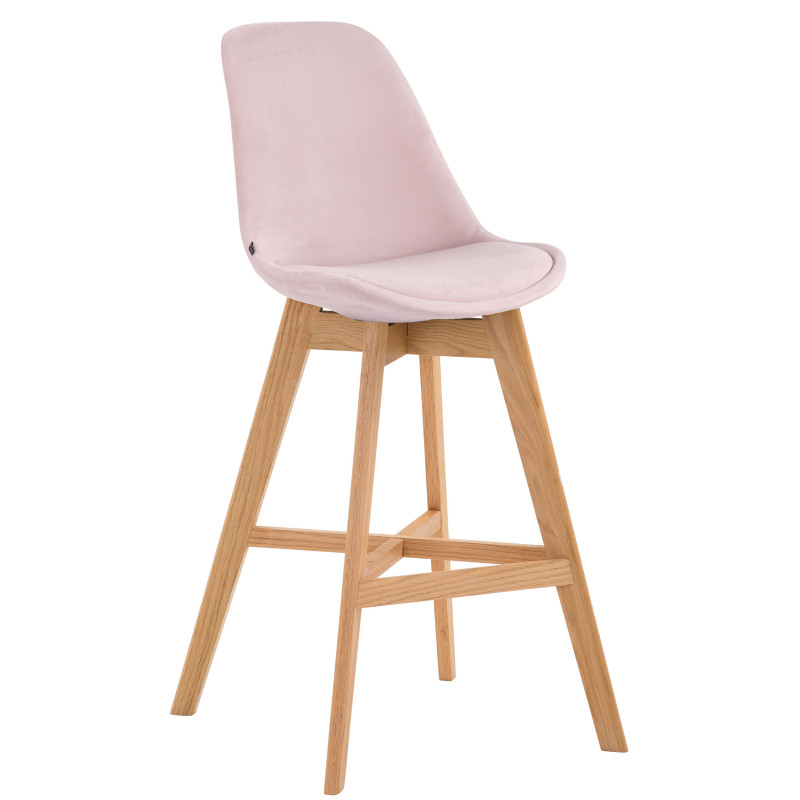 Tabouret de bar Cannes velours nature rose