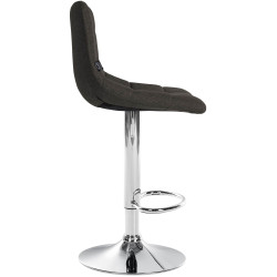 Lot de 2 tabourets de bar Jerry en tissu chromé gris foncé