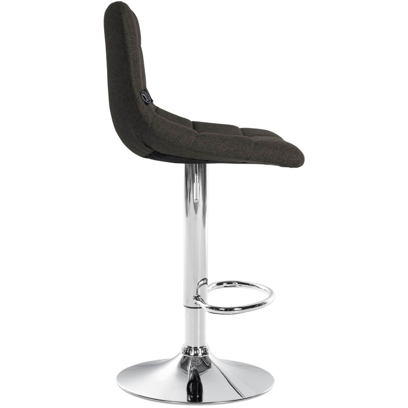 Lot de 2 tabourets de bar Jerry en tissu chromé gris foncé