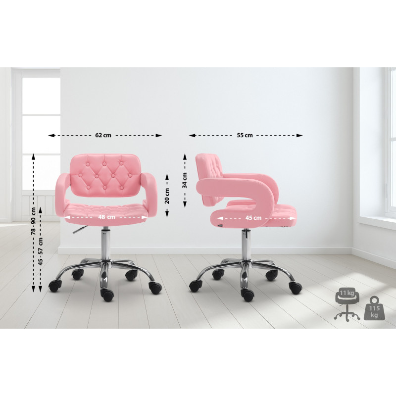 Tabouret de travail Dublin, simili cuir rose