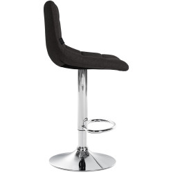 Lot de 2 tabourets de bar Jerry en tissu chromé noir