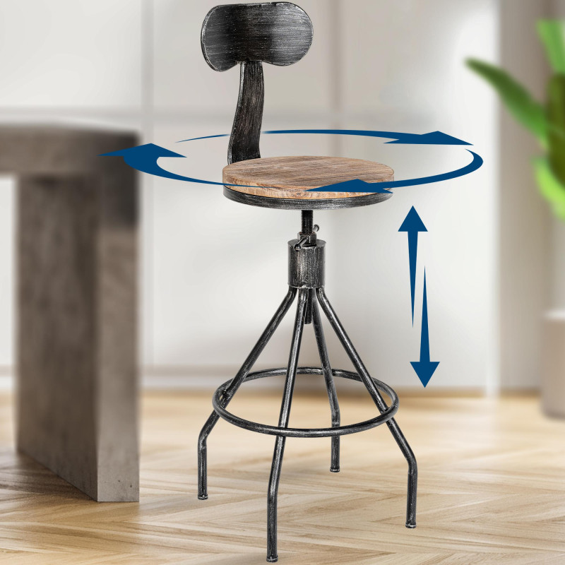 Tabouret de bar Hanam argent antique