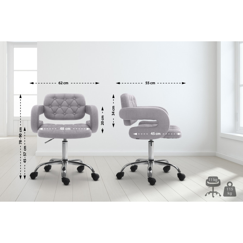 Tabouret de travail Dublin en tissu gris