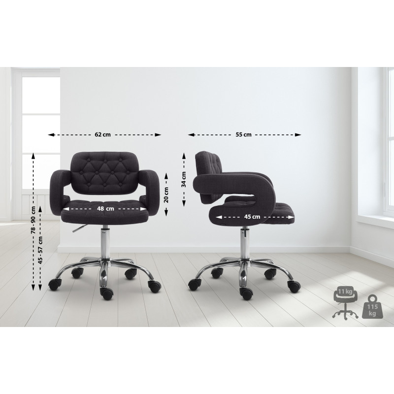 Tabouret de travail Dublin en tissu noir