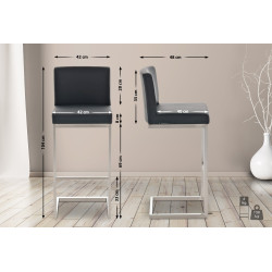 Lot de 2 tabourets de bar Paros, simili cuir noir