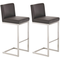 Ensemble de 2 tabourets de bar Paros en similicuir brun