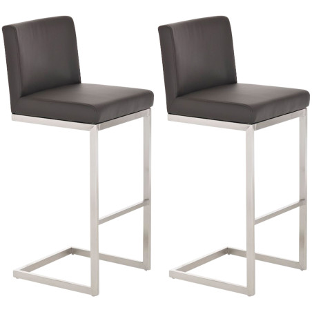 Lot de 2 tabourets de bar Paros, simili cuir marron