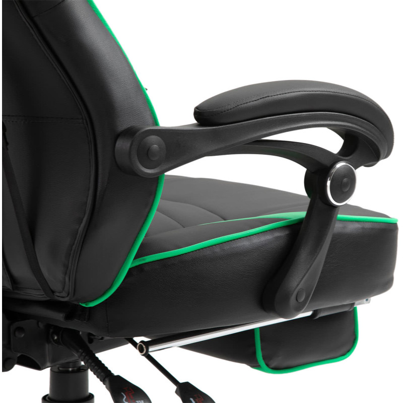 Fauteuil de bureau Tilos simili cuir noir/vert