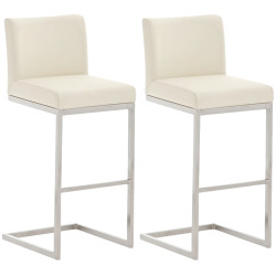 Ensemble de 2 tabourets de bar Paros en similicuir crème