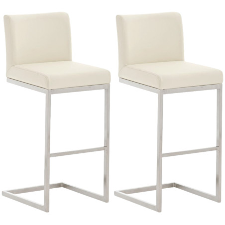 Ensemble de 2 tabourets de bar Paros en similicuir crème