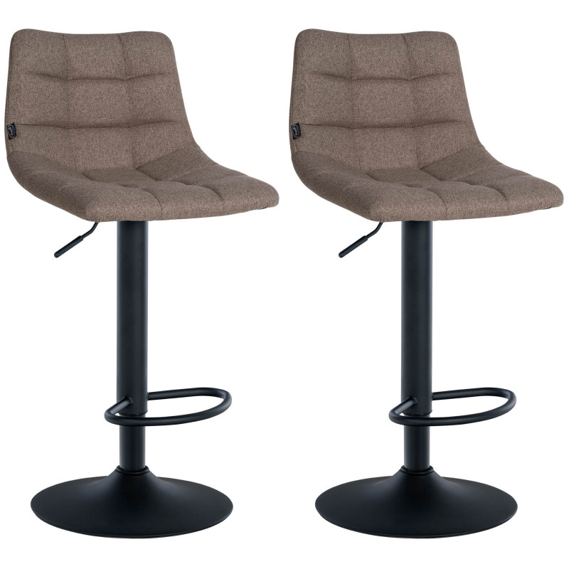 Lot de 2 tabourets de bar Jerry en tissu taupe