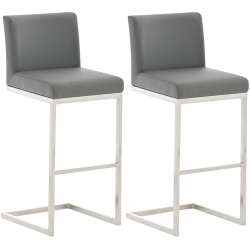 Ensemble de 2 tabourets de bar Paros en similicuir gris