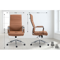 Fauteuil de bureau Columbus en cuir véritable marron clair
