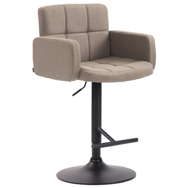 Tabouret de bar Los Angeles, tissu noir taupe