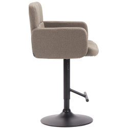 Tabouret de bar Los Angeles, tissu noir taupe