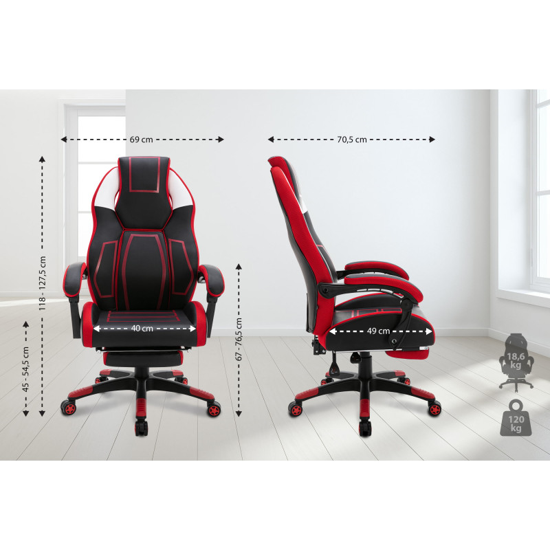 Fauteuil de bureau Clovis simili cuir noir/rouge