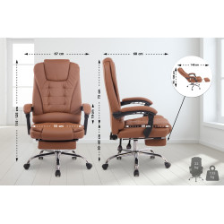 Fauteuil de bureau Oxygen en cuir artificiel marron clair